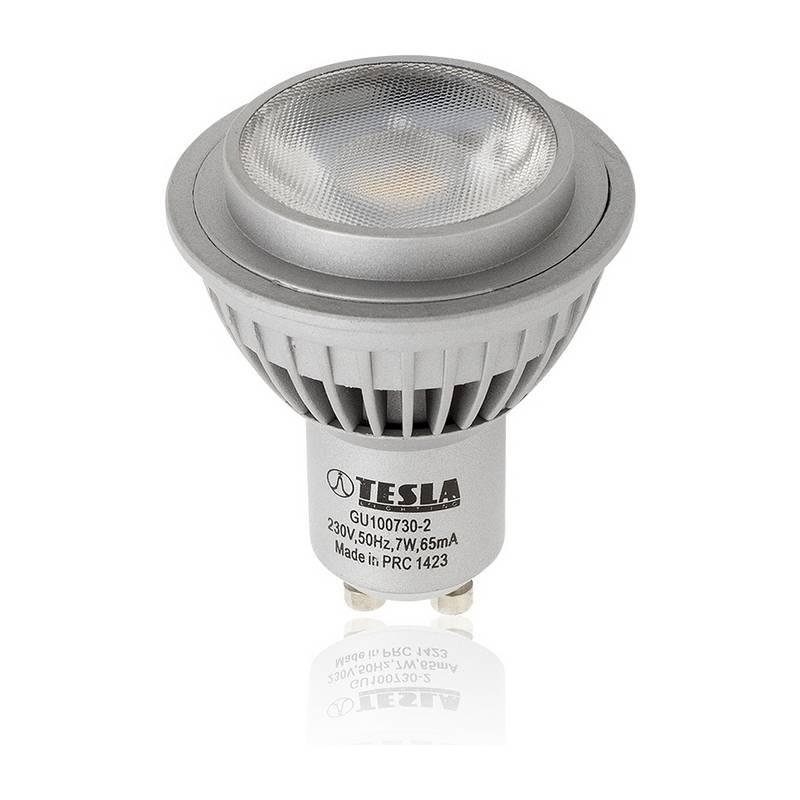 Žárovka LED Tesla bodová, 7W, GU10, teplá bílá