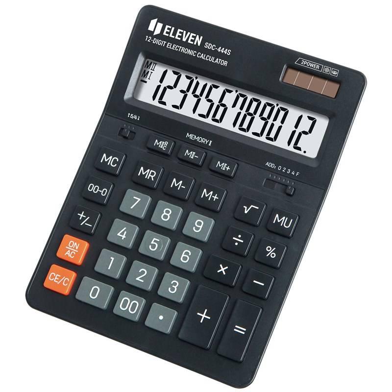 Kalkulačka Eleven SDC444S, stolní, dvanáctimístná černá