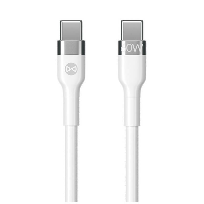 Kabel Forever Flexible USB-C USB-C, 60W, 1m bílý, Kabel, Forever, Flexible, USB-C, USB-C, 60W, 1m, bílý