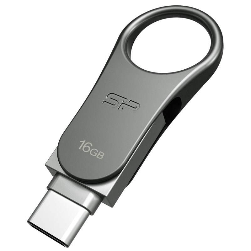 USB Flash Silicon Power Mobile C80 16 GB stříbrný