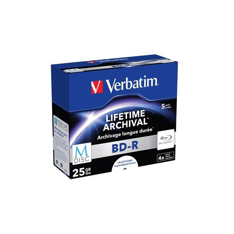 Disk Verbatim Printable BD-R M-Disc 25GB, 4x, jewel box, 5ks