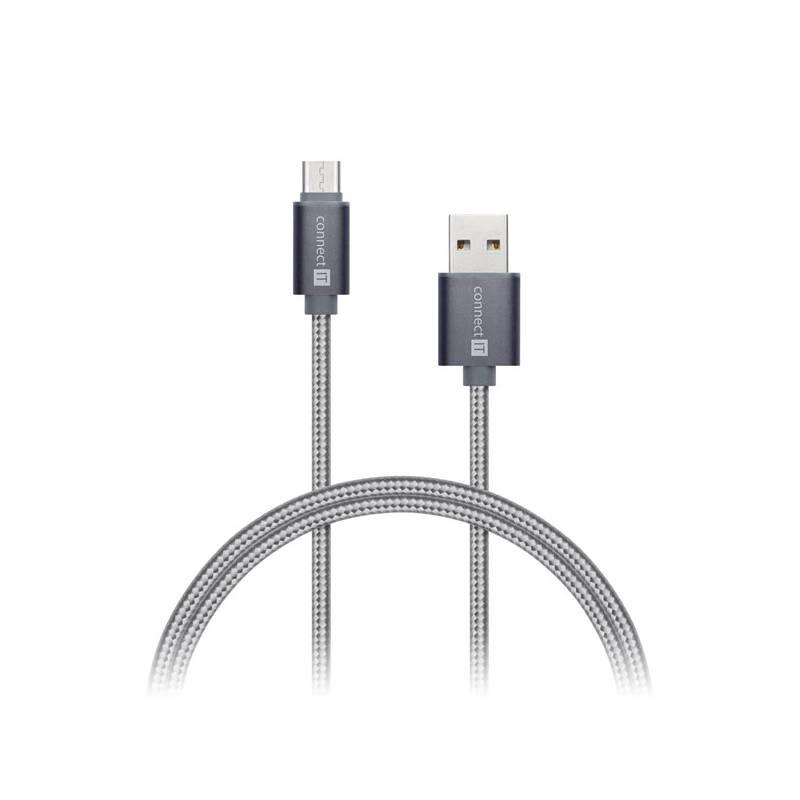 Kabel Connect IT Wirez Premium USB USB-C, 1m stříbrný šedý, Kabel, Connect, IT, Wirez, Premium, USB, USB-C, 1m, stříbrný, šedý