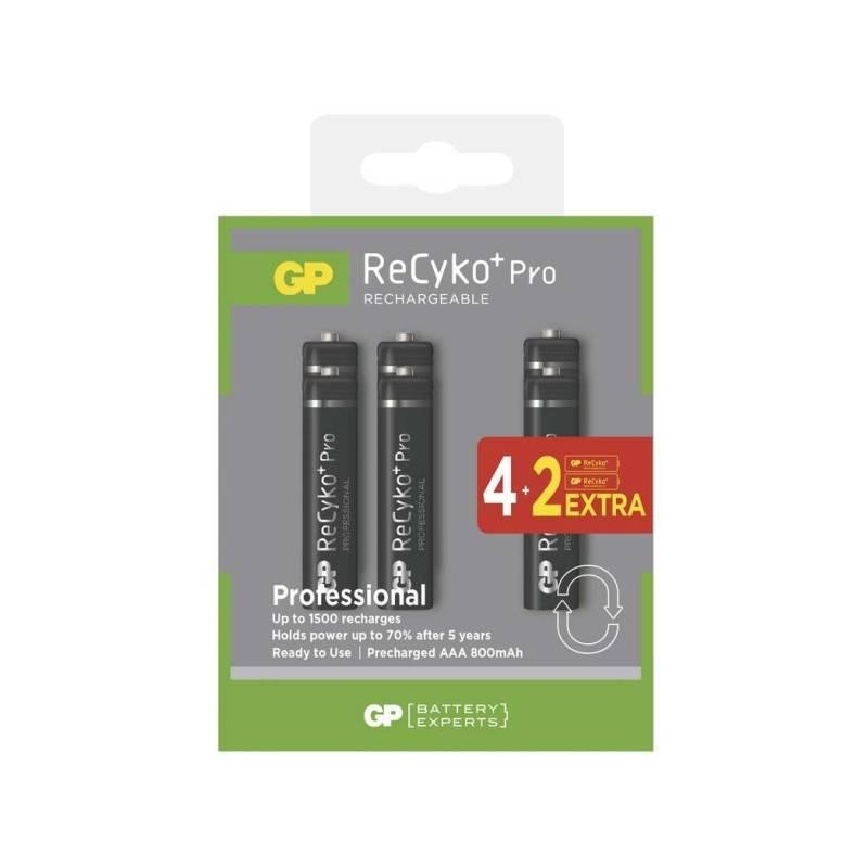 Baterie nabíjecí GP ReCyko Pro AAA, HR03, 800mAh, Ni-MH, krabička 4 2