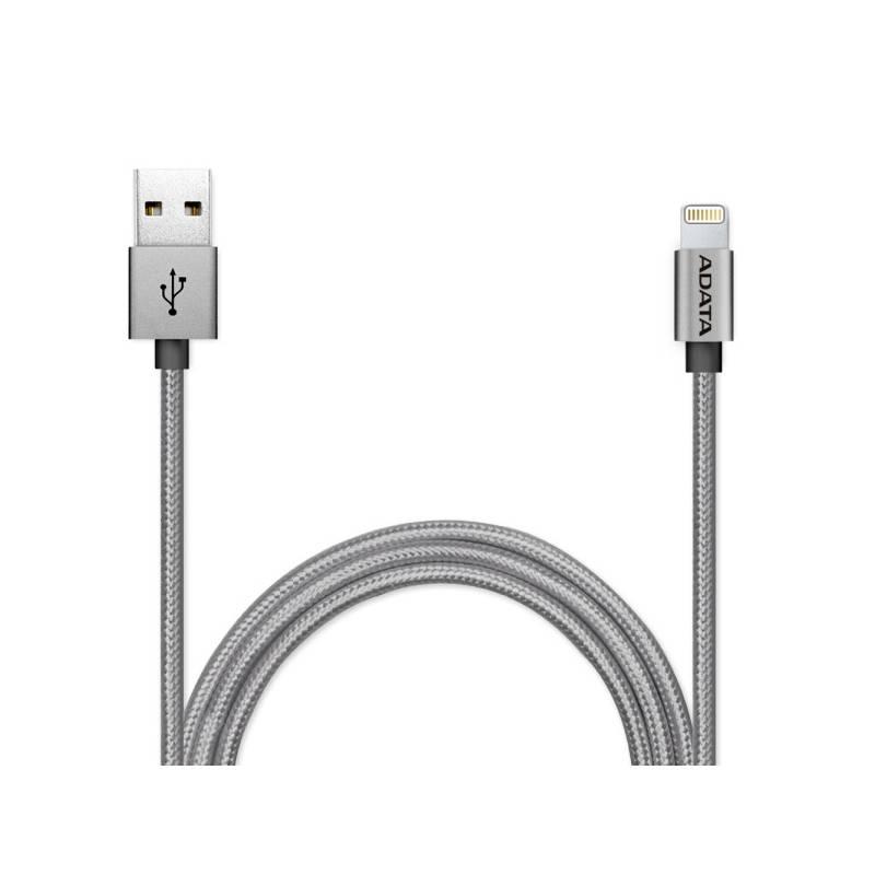 Kabel ADATA Sync & Charge USB Lightning, 1m, MFi, opletený titanium, Kabel, ADATA, Sync, &, Charge, USB, Lightning, 1m, MFi, opletený, titanium