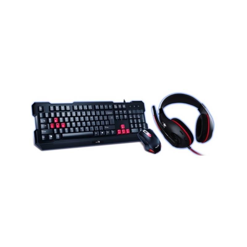 Klávesnice s myší Genius GX Gaming GX Gaming KHM-200 headset černá červená, Klávesnice, s, myší, Genius, GX, Gaming, GX, Gaming, KHM-200, headset, černá, červená