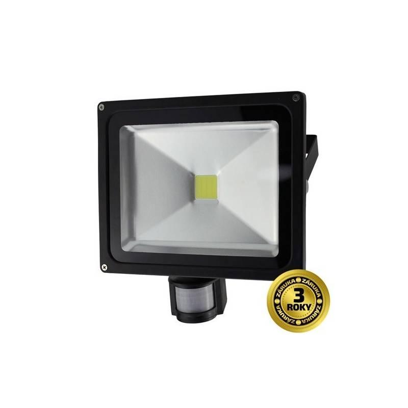 LED reflektor Solight 30W, studená bílá, 2100lm, se senzorem černý