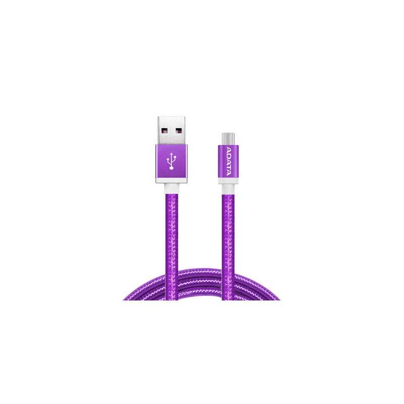 Kabel ADATA USB micro USB, 1m, pletený fialový, Kabel, ADATA, USB, micro, USB, 1m, pletený, fialový