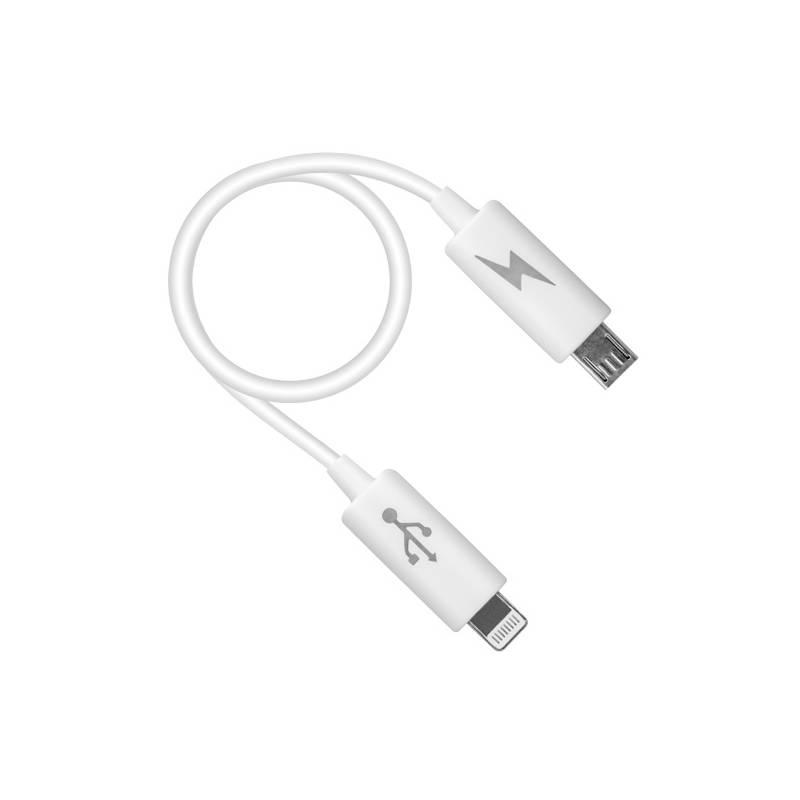 Kabel Forever MicroUSB Lightning, 25cm bílý