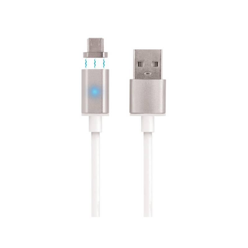 Kabel Forever USB micro USB, 1m, magnetická koncovka bílý