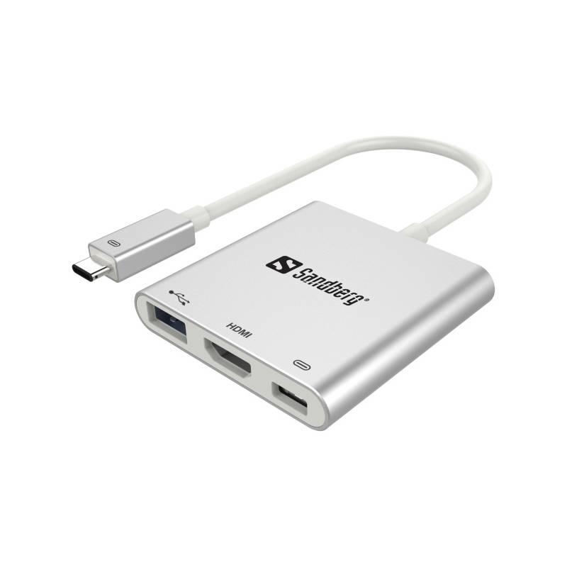 Port replikátor Sandberg USB-C Mini Dock stříbrná