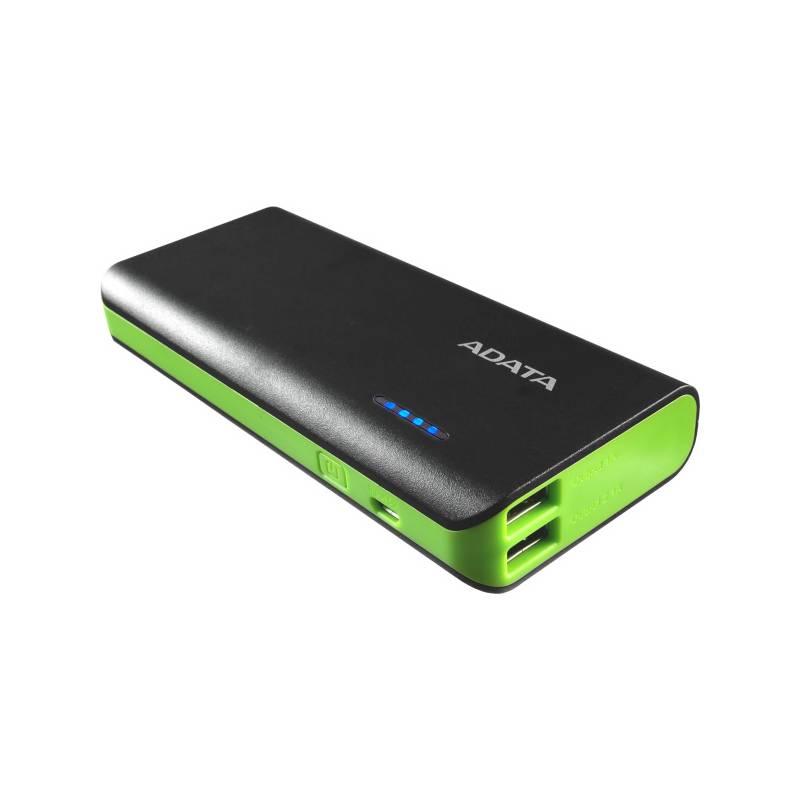 Powerbank ADATA PT100 10000mAh černá zelená, Powerbank, ADATA, PT100, 10000mAh, černá, zelená