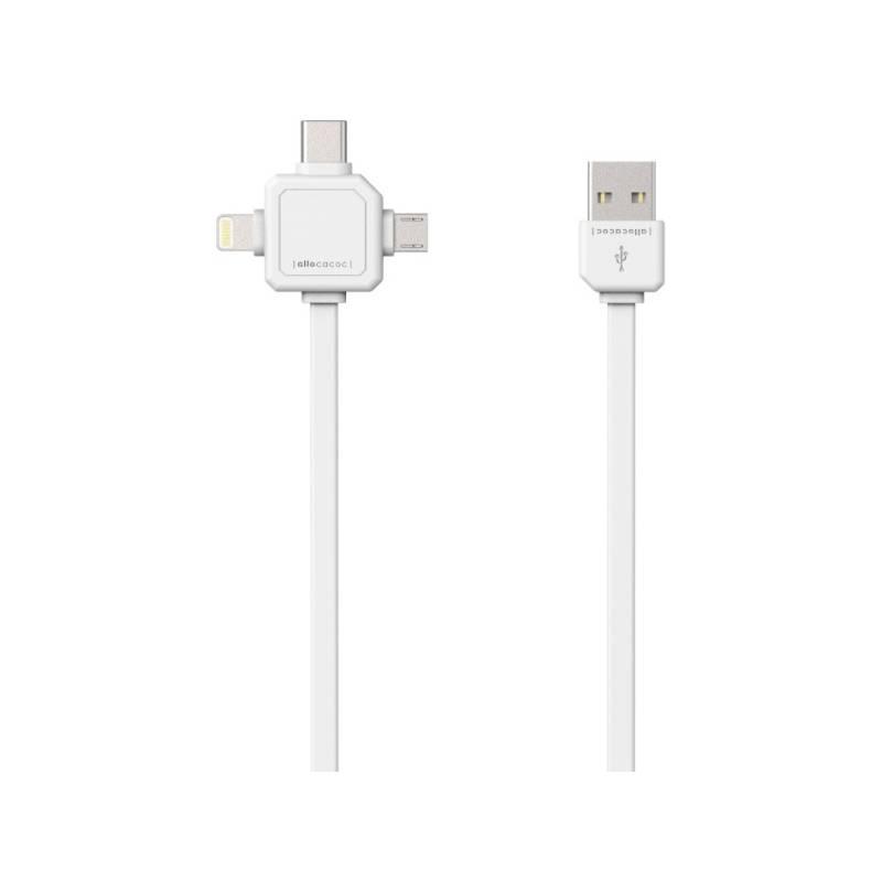 Kabel Powercube USB micro USB Lightning USB-C, 1,5m bílý, Kabel, Powercube, USB, micro, USB, Lightning, USB-C, 1,5m, bílý