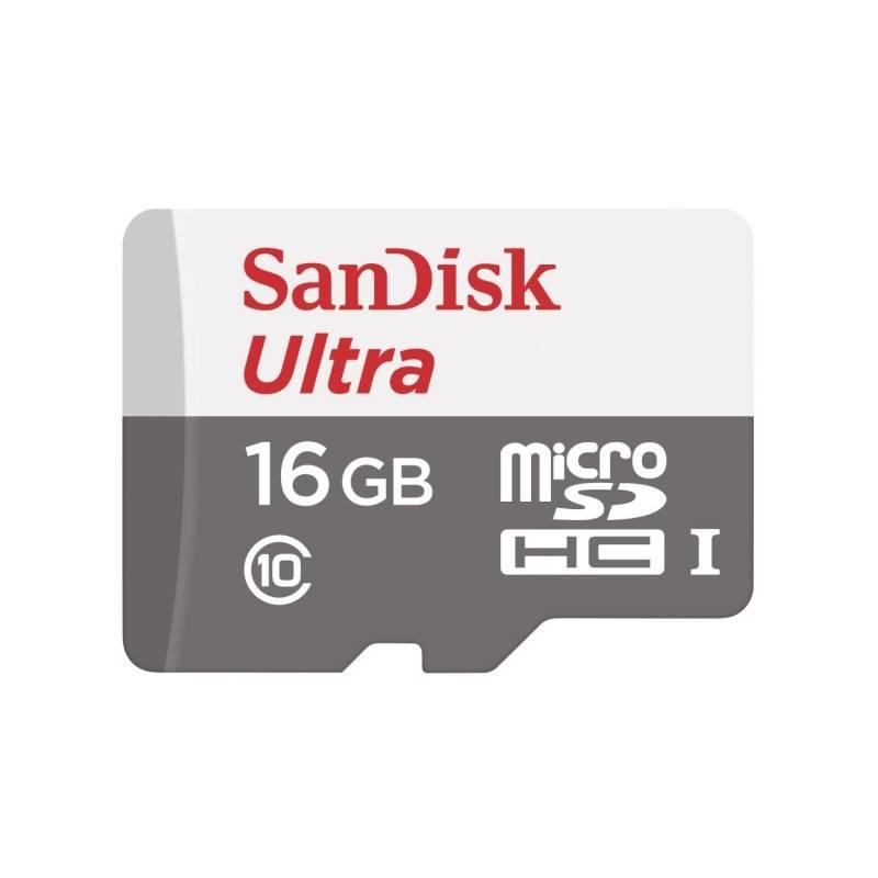 Paměťová karta Sandisk Micro SDHC Ultra 16GB UHS-I U1 šedá, Paměťová, karta, Sandisk, Micro, SDHC, Ultra, 16GB, UHS-I, U1, šedá