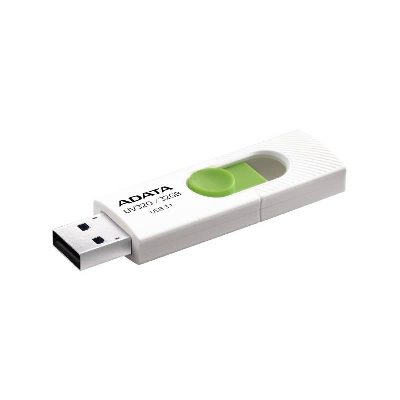 USB Flash ADATA UV320 32GB bílý zelený, USB, Flash, ADATA, UV320, 32GB, bílý, zelený