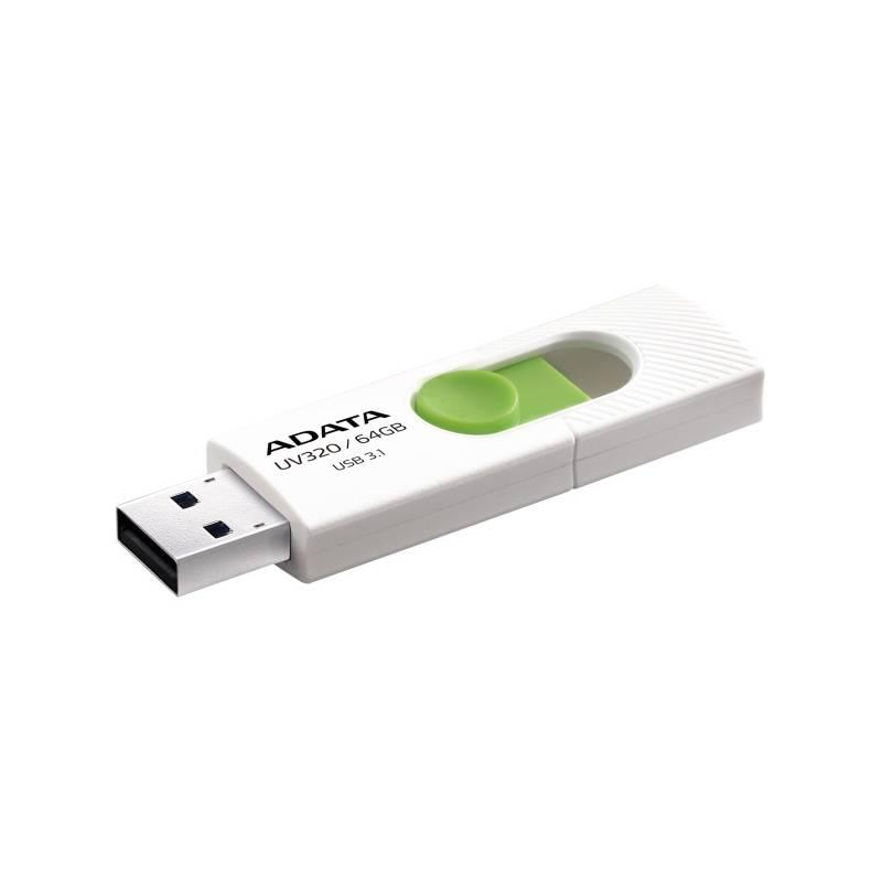 USB Flash ADATA UV320 64GB bílý zelený, USB, Flash, ADATA, UV320, 64GB, bílý, zelený