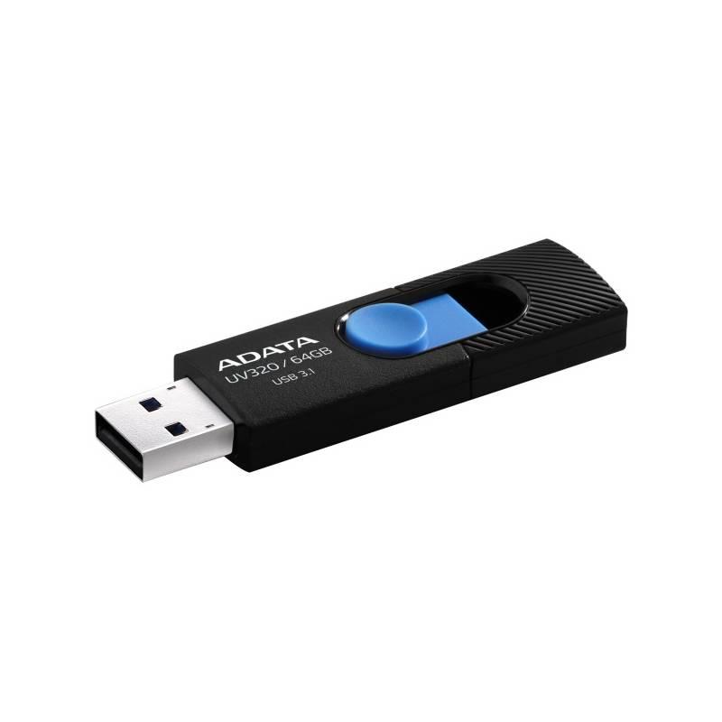 USB Flash ADATA UV320 64GB černý modrý, USB, Flash, ADATA, UV320, 64GB, černý, modrý