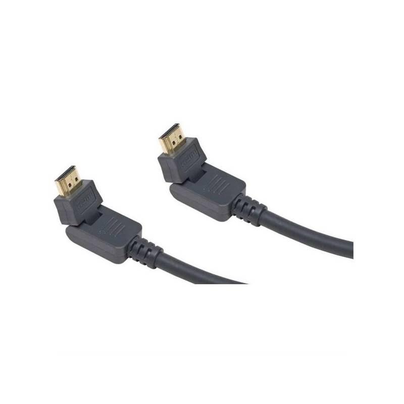 Kabel AQ HDMI na HDMI s otoč. konektorem, 1,5 m černý, Kabel, AQ, HDMI, na, HDMI, s, otoč., konektorem, 1,5, m, černý