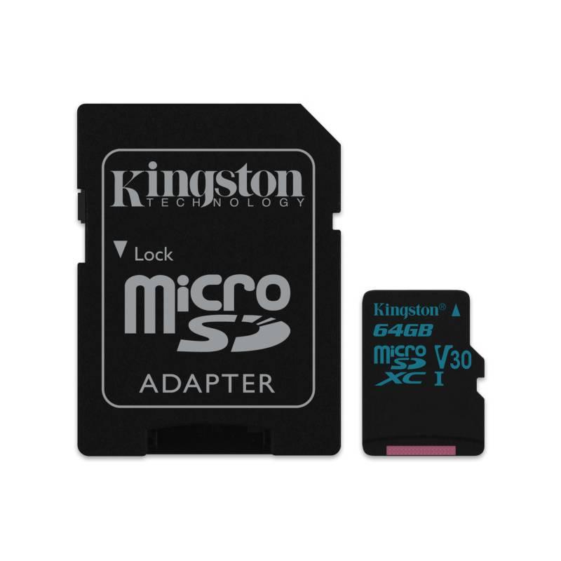 Paměťová karta Kingston Canvas Go! MicroSDXC 64GB UHS-I U3 adapter, Paměťová, karta, Kingston, Canvas, Go!, MicroSDXC, 64GB, UHS-I, U3, adapter