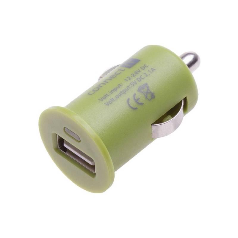 Adaptér do auta Connect IT InCarz COLORZ, 1x USB, 2,1A zelený