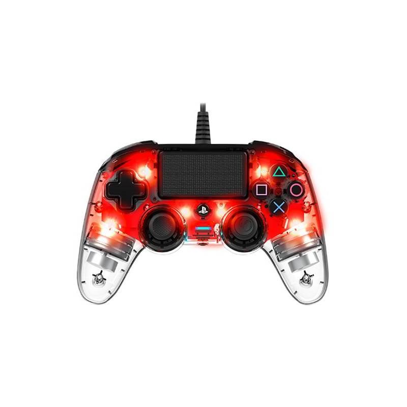 Gamepad Nacon Wired Compact Controller pro PS4 červený průhledný