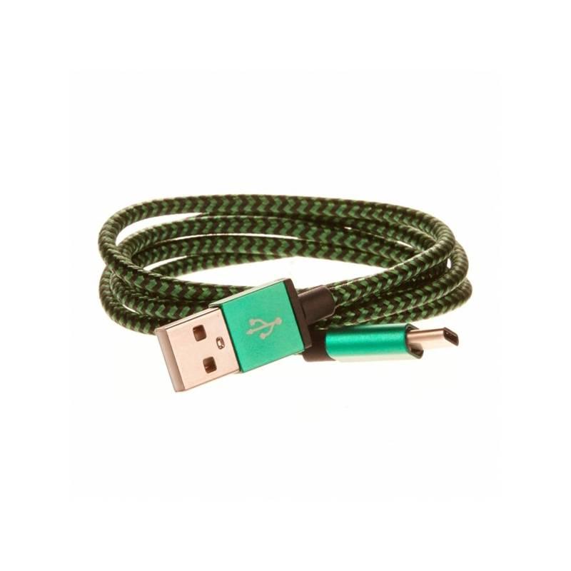 Kabel CellFish USB USB-C, 1m zelený, Kabel, CellFish, USB, USB-C, 1m, zelený