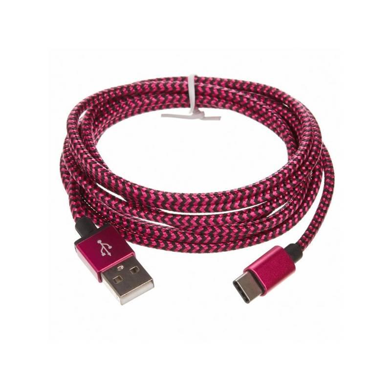Kabel CellFish USB USB-C, 2m růžový