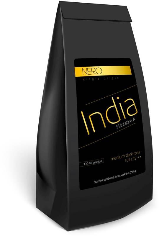 Káva zrnková Nero Caffé Indie Plantation A, 250 g, Káva, zrnková, Nero, Caffé, Indie, Plantation, A, 250, g