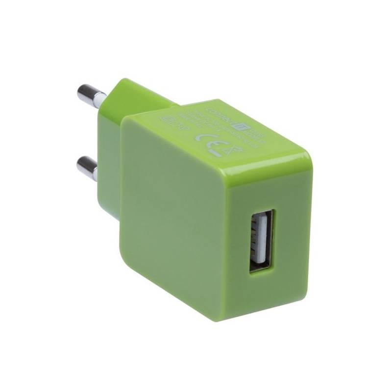 Nabíječka do sítě Connect IT COLORZ USB, 1A zelená
