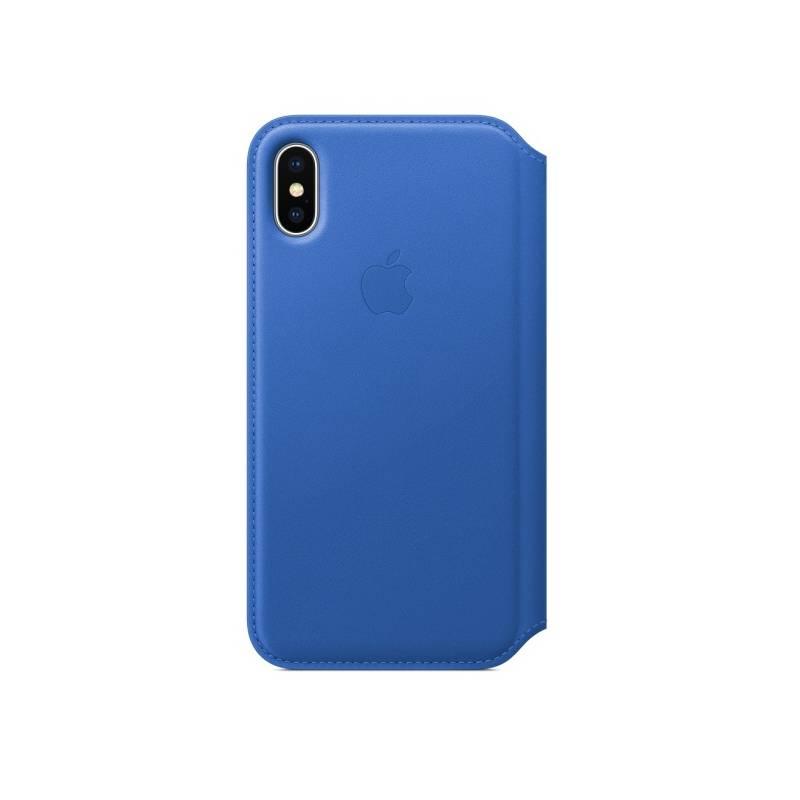 Pouzdro na mobil flipové Apple Leather Folio pro iPhone X - elektro modrá