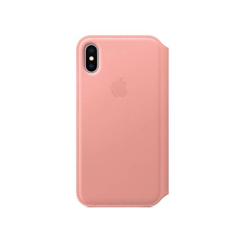 Pouzdro na mobil flipové Apple Leather Folio pro iPhone X - pískově růžová