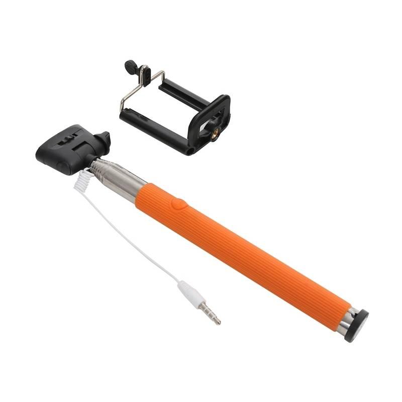 Selfie tyč PLATINET OMEGA MONOPOD, jack 3.5 mm, oranžová