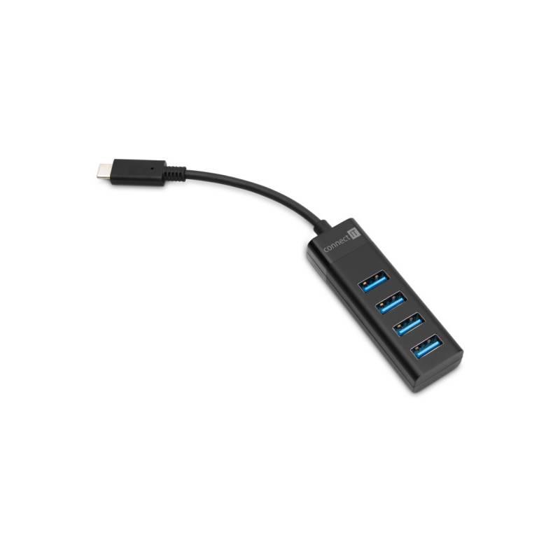 USB Hub Connect IT USB-C, 4 porty USB 3.0 černý