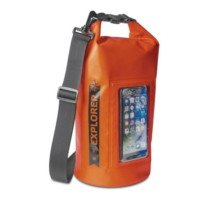 Celly voděodolný vak Explorer 5L s kapsou na telefon do 6,2" - oranžový