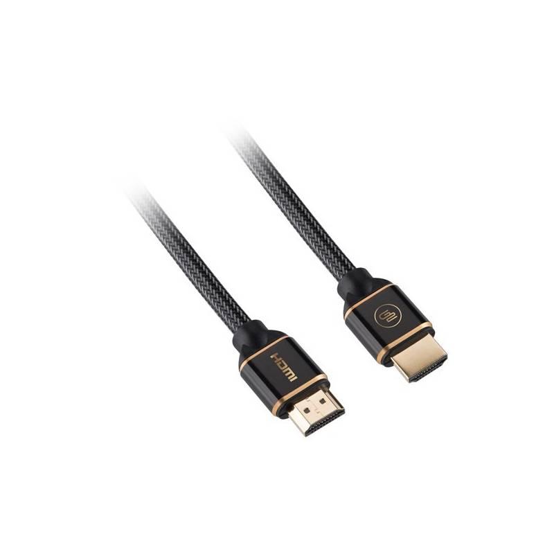 Kabel GoGEN HDMI 2.0, 2m, pozlacený, opletený, High speed, s ethernetem černý