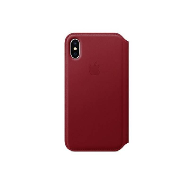 Pouzdro na mobil flipové Apple Leather Folio pro iPhone X - RED červené