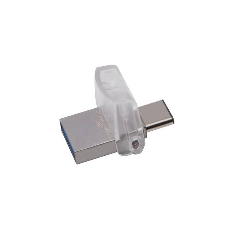 USB Flash Kingston DataTraveler MicroDuo 3C 128GB OTG USB-C USB 3.1 stříbrný