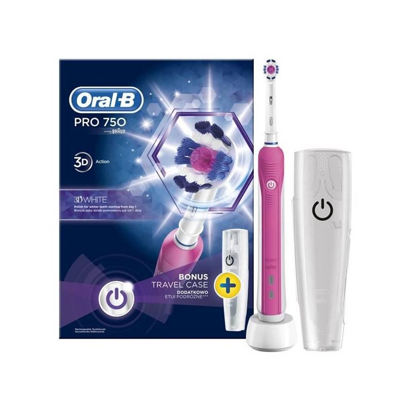 Zubní kartáček Oral-B Pro 750 3D White cestovní pouzdro