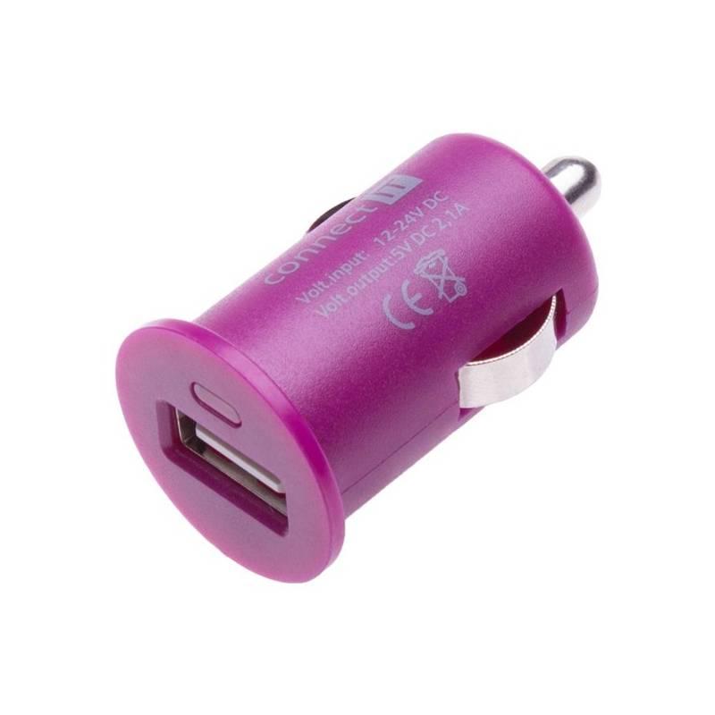 Adaptér do auta Connect IT InCarz COLORZ, USB, 2,1A fialový