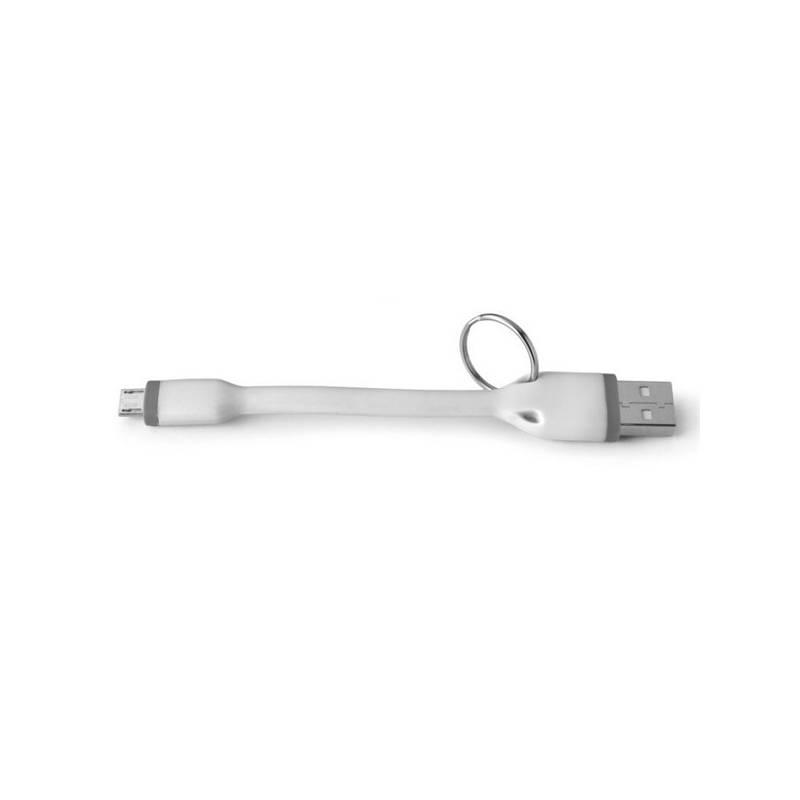 Kabel Celly USB micro USB, přívěšek, 12 cm bílý