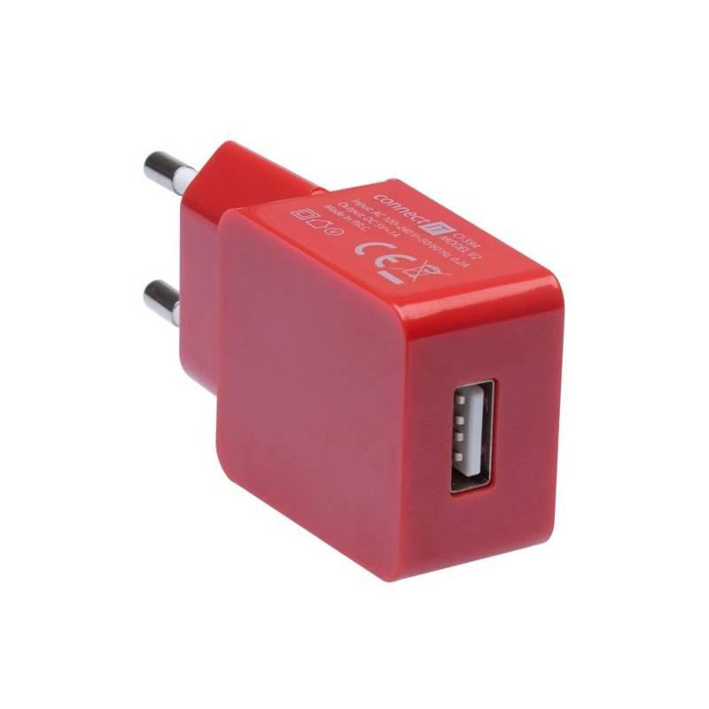 Nabíječka do sítě Connect IT COLORZ USB, 1A červená