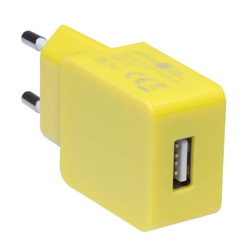 Nabíječka do sítě Connect IT COLORZ USB, 1A žlutá
