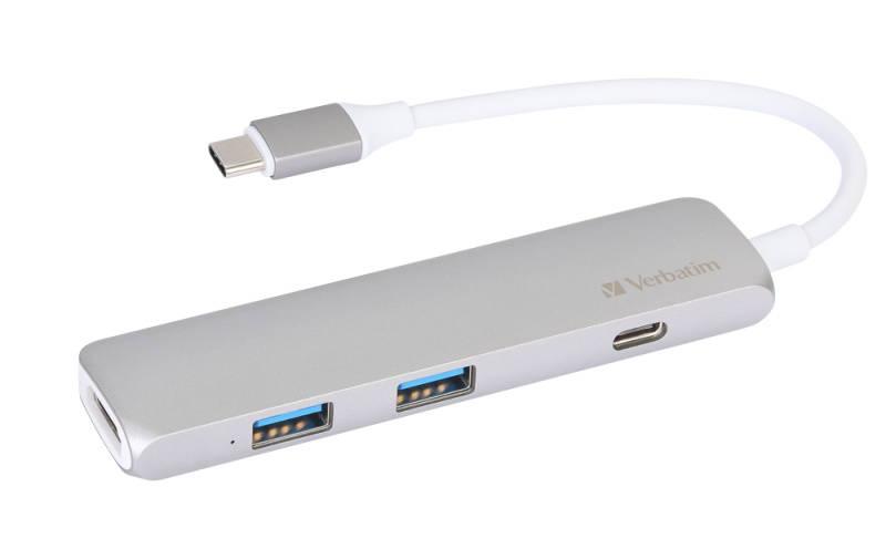 USB Hub Verbatim USB-C ,2x USB 3.0, HDMI šedý