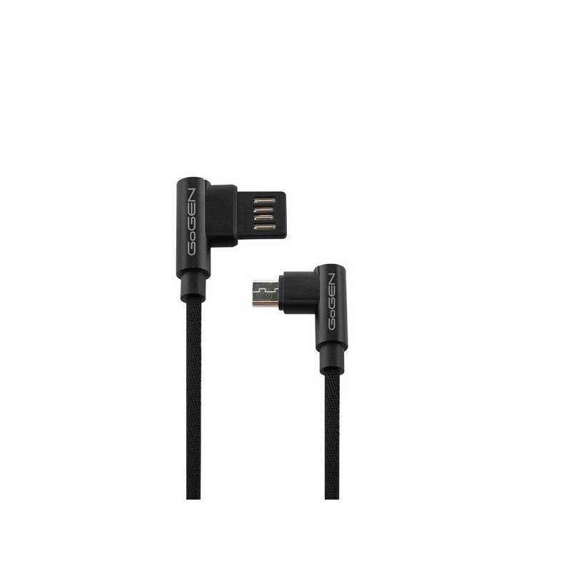 Kabel GoGEN USB micro USB, 1m, oboustraný, opletený černý