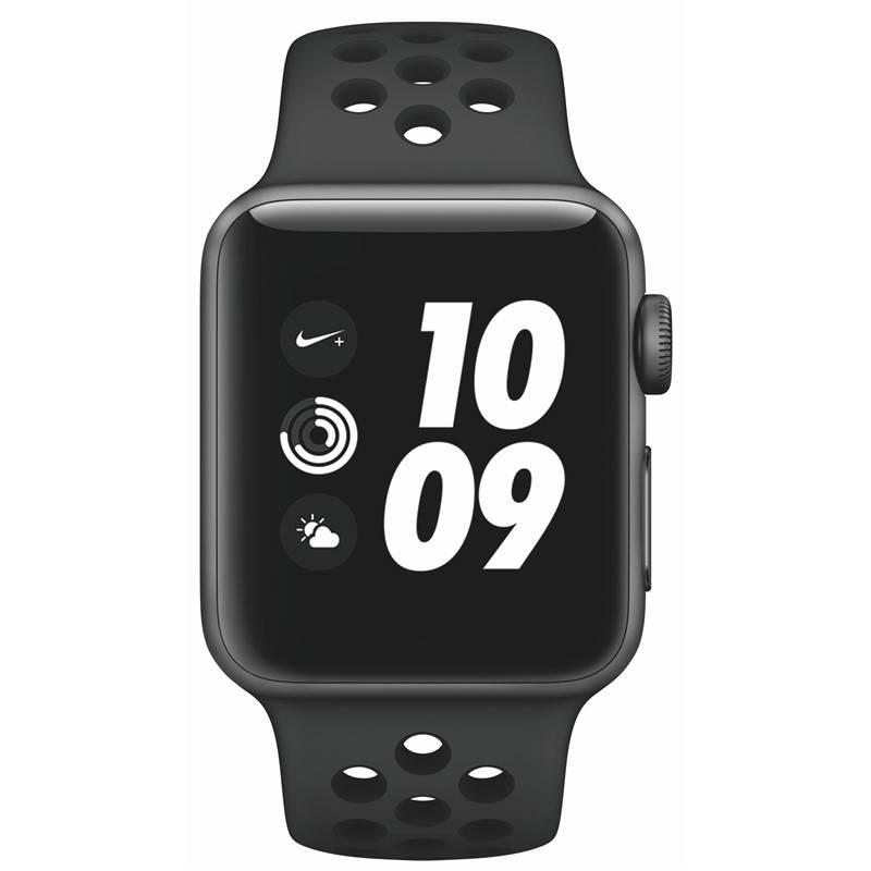 Chytré hodinky Apple Watch Nike Series 3 GPS 38mm pouzdro z vesmírně šedého hliníku - antracitový černý sportovní řemínek Nike