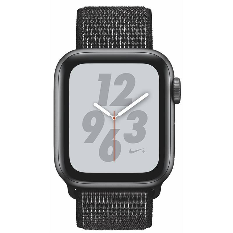 Chytré hodinky Apple Watch Nike Series 4 GPS 40mm pouzdro z vesmírně šedého hliníku - černý provlékací sportovní řemínek Nike