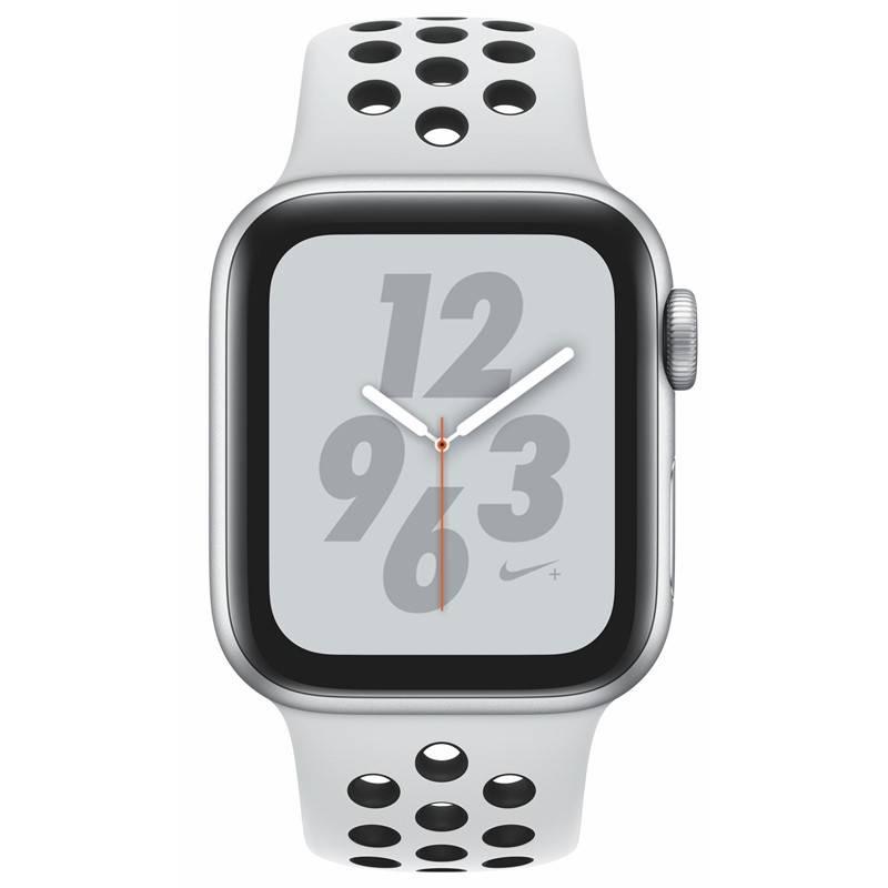 Chytré hodinky Apple Watch Nike Series 4 GPS 40mm pouzdro ze stříbrného hliníku - platinový černý sportovní řemínek Nike