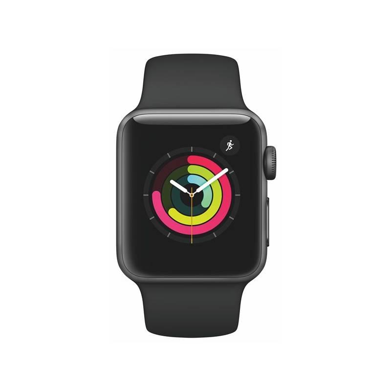 Chytré hodinky Apple Watch Series 3 GPS 38mm pouzdro z vesmírně šedého hliníku - černý sportovní řemínek