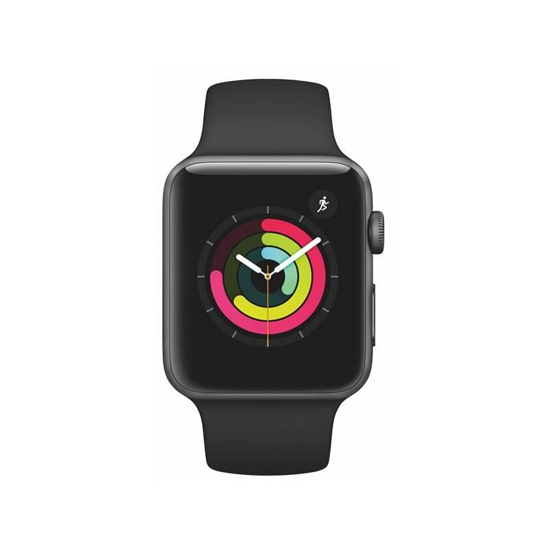 Chytré hodinky Apple Watch Series 3 GPS 42mm pouzdro z vesmírně šedého hliníku - černý sportovní řemínek