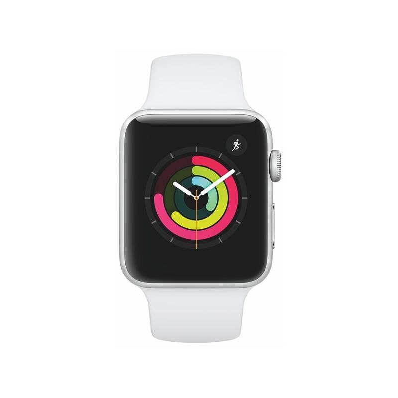 Chytré hodinky Apple Watch Series 3 GPS 42mm pouzdro ze stříbrného hliníku - bílý sportovní řemínek
