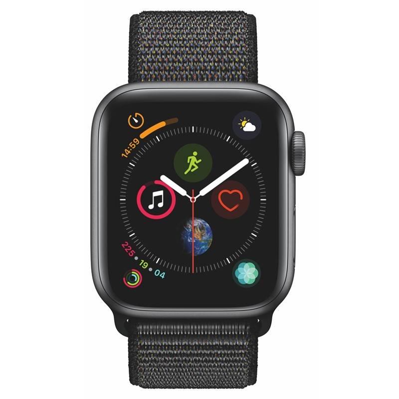 Chytré hodinky Apple Watch Series 4 GPS 40mm pouzdro z vesmírně šedého hliníku - černý provlékací sportovní řemínek CZ verze